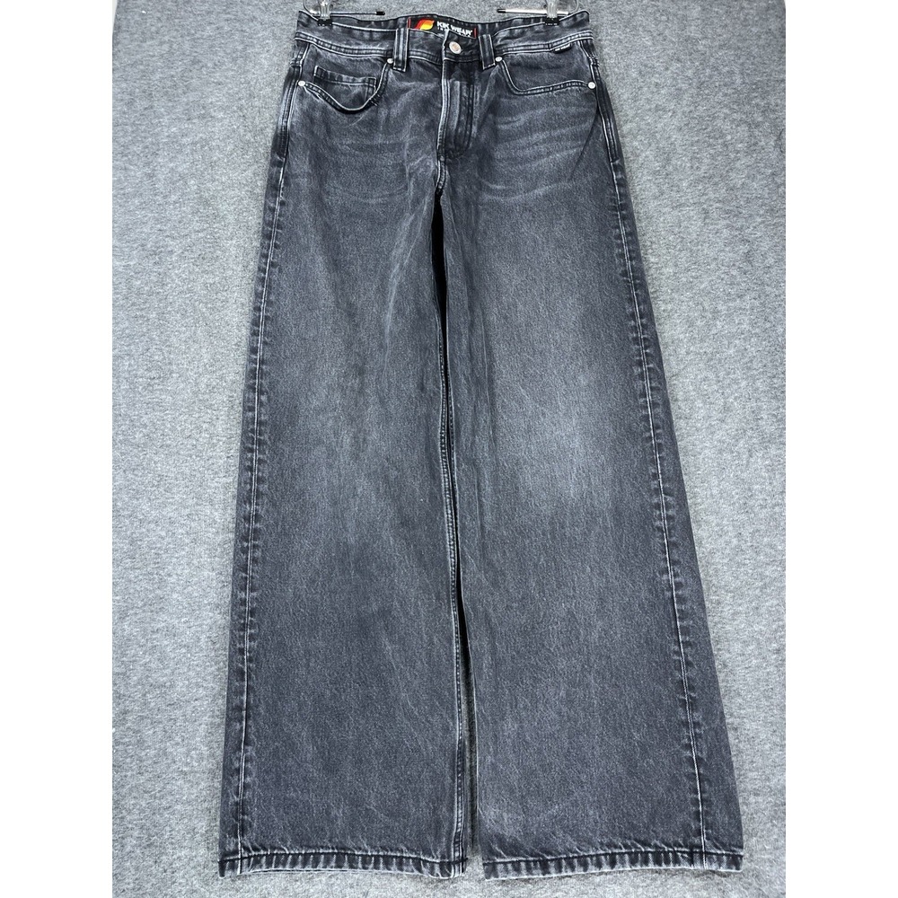 Kik Wear Jeans Mens 32x32 Black Wide Leg Baggy Streetwear Rave Epik Chill